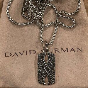 David Yurman Armory Tag Pendant With Black Diamonds